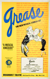 1972 American Theatre (Broadway) Window Card, Grease